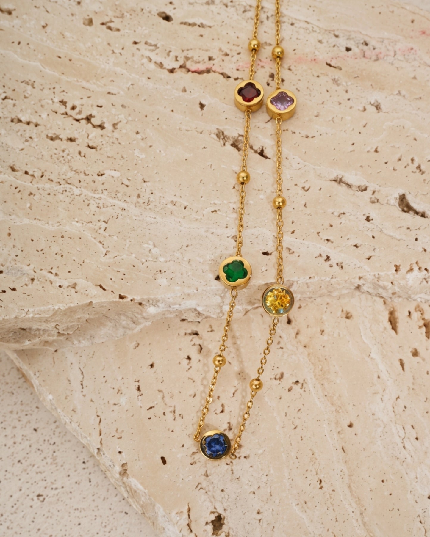 Rainbow Clover Bezel Station Chain
