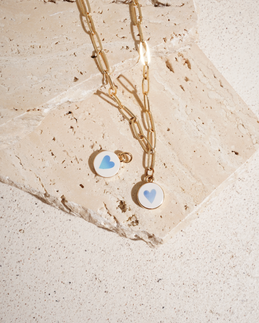 Soft Blue Heart Medallion Chain