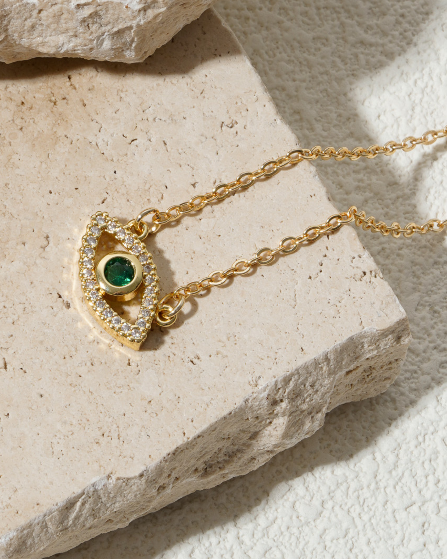 Green Stone Evil Eye Chain