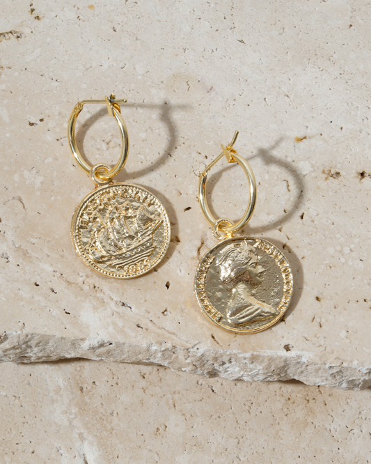 Vintage Golden Coin Earring