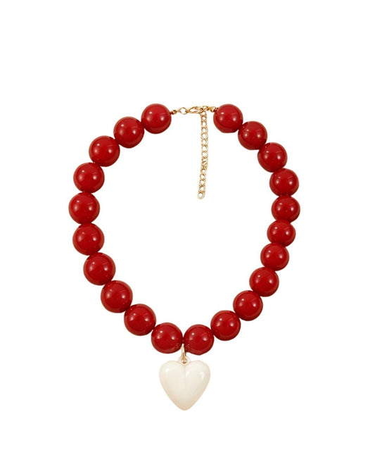 Cherry Red Chunky Bead Necklace