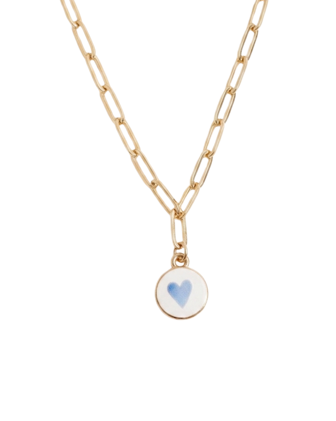Soft Blue Heart Medallion Chain
