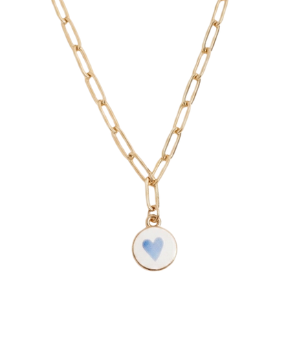Soft Blue Heart Medallion Chain