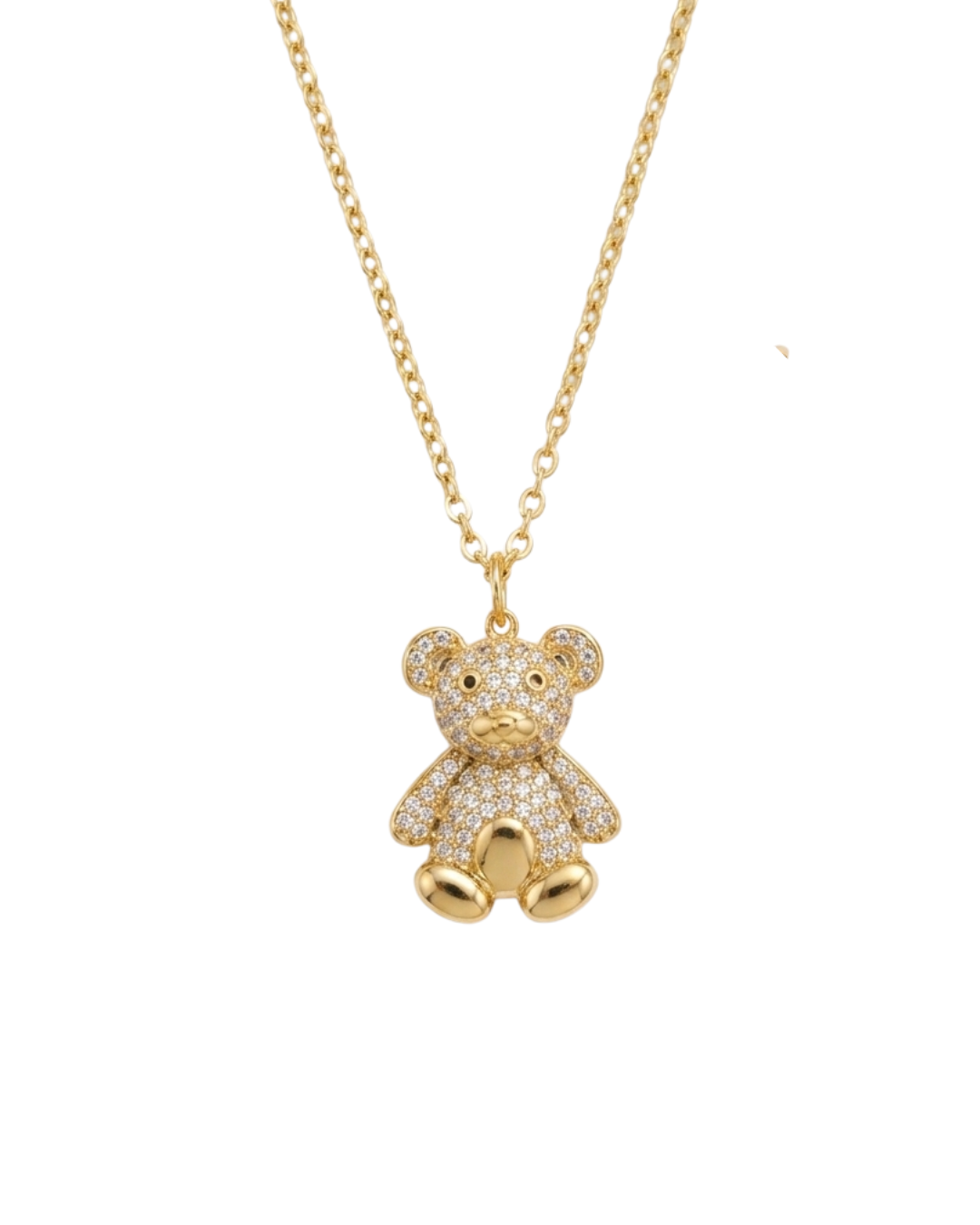 Teddy Bear Pave Pendant Necklace