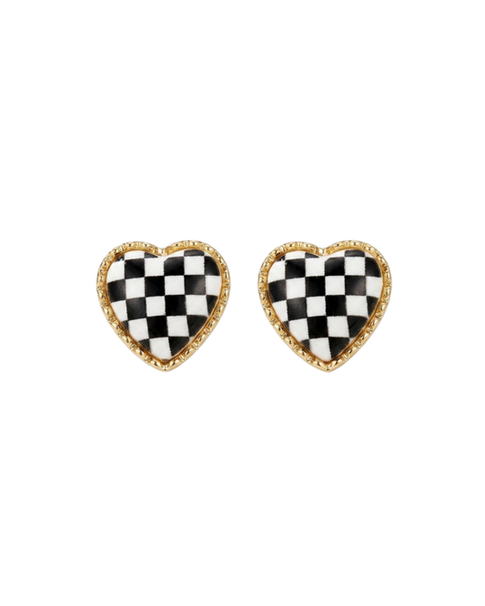 Retro Heart Stud Earrings