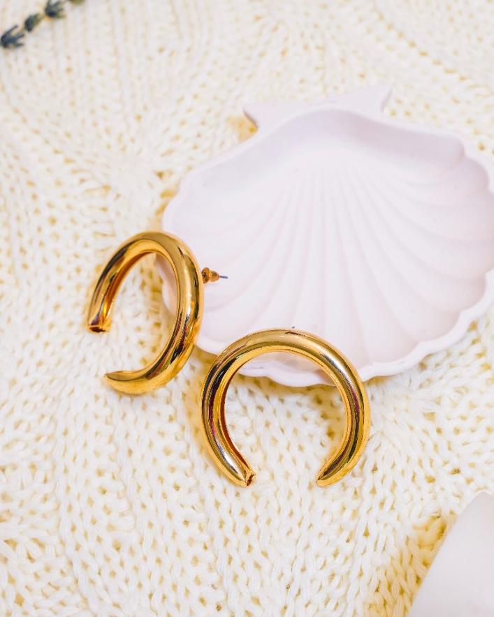 Crescent shaped Gold Earrings