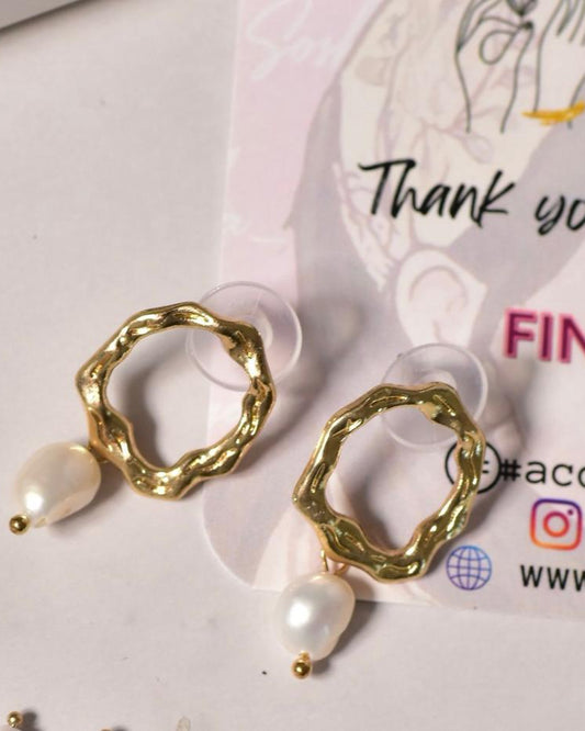 Golden Ripple Drop Earrings