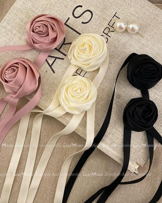Rose Ribbon Hair Ties