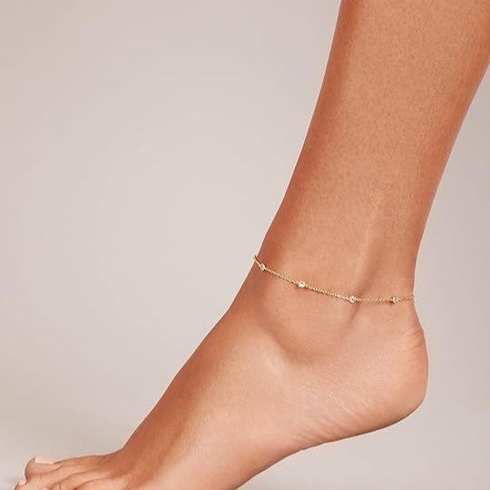 Dainty Golden Bezel Anklet