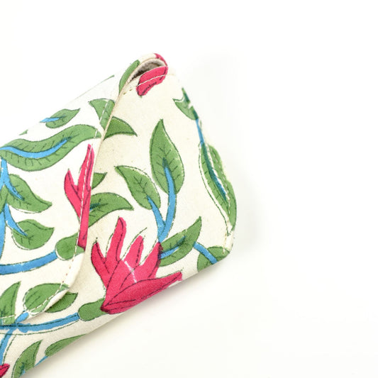 Handmade Cloth Eye Glass Pouches - White & Green