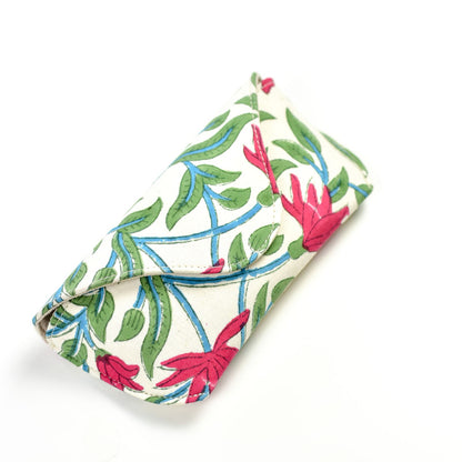 Handmade Cloth Eye Glass Pouches - White & Green