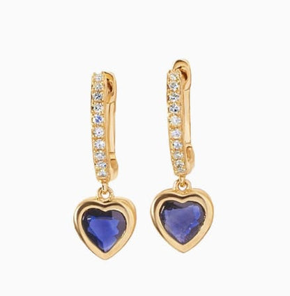 Midnight Chroma Heart Dangle Hoops