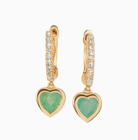 Sage Chroma Heart Dangle Hoops
