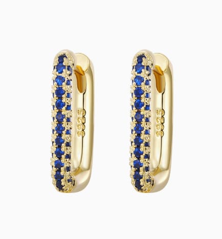 Midnight Sapphire Pavé Statement Hoops