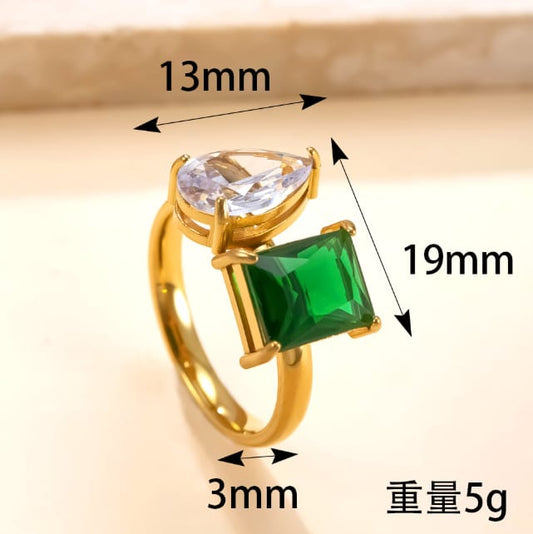 Duet Geometric Emerald Ring