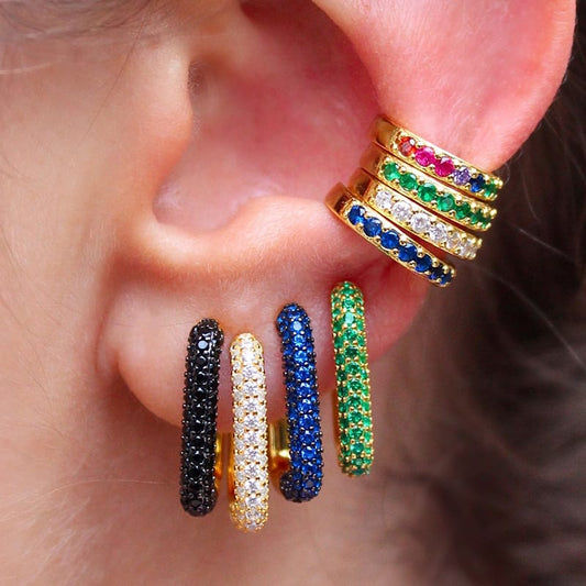 Rainbow Gemstone Golden Ear Cuff