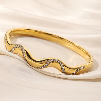 Luminous Wave Golden Cuff Bracelet