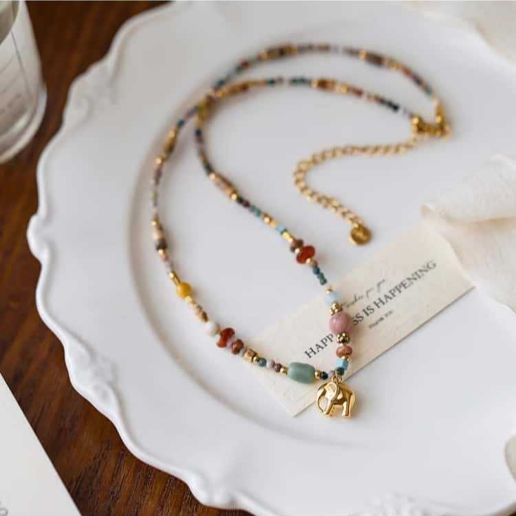 Savannah Elephant Beaded Necklace