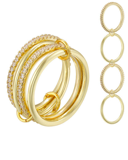 Golden Pavé Link Ring