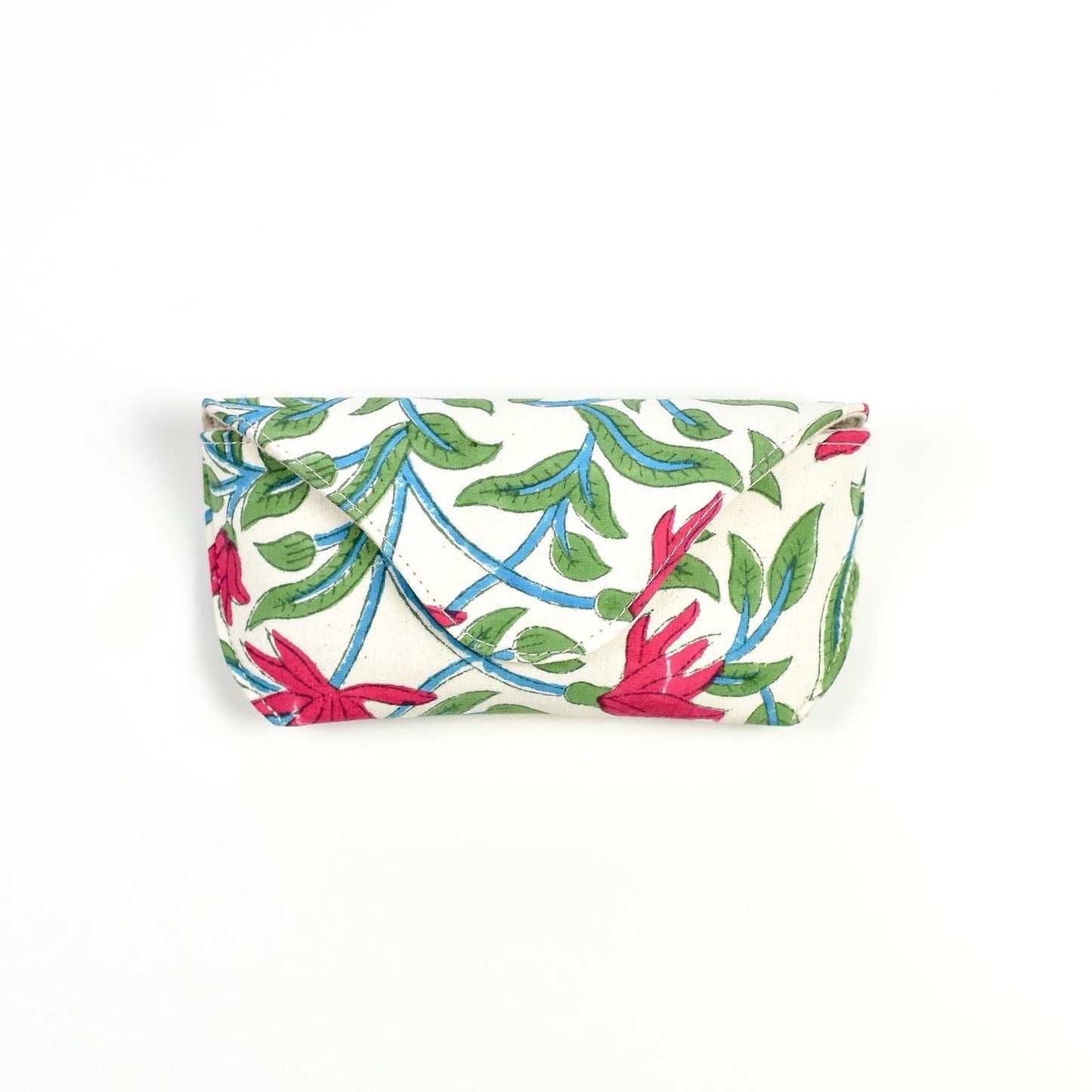Handmade Cloth Eye Glass Pouches - White & Green