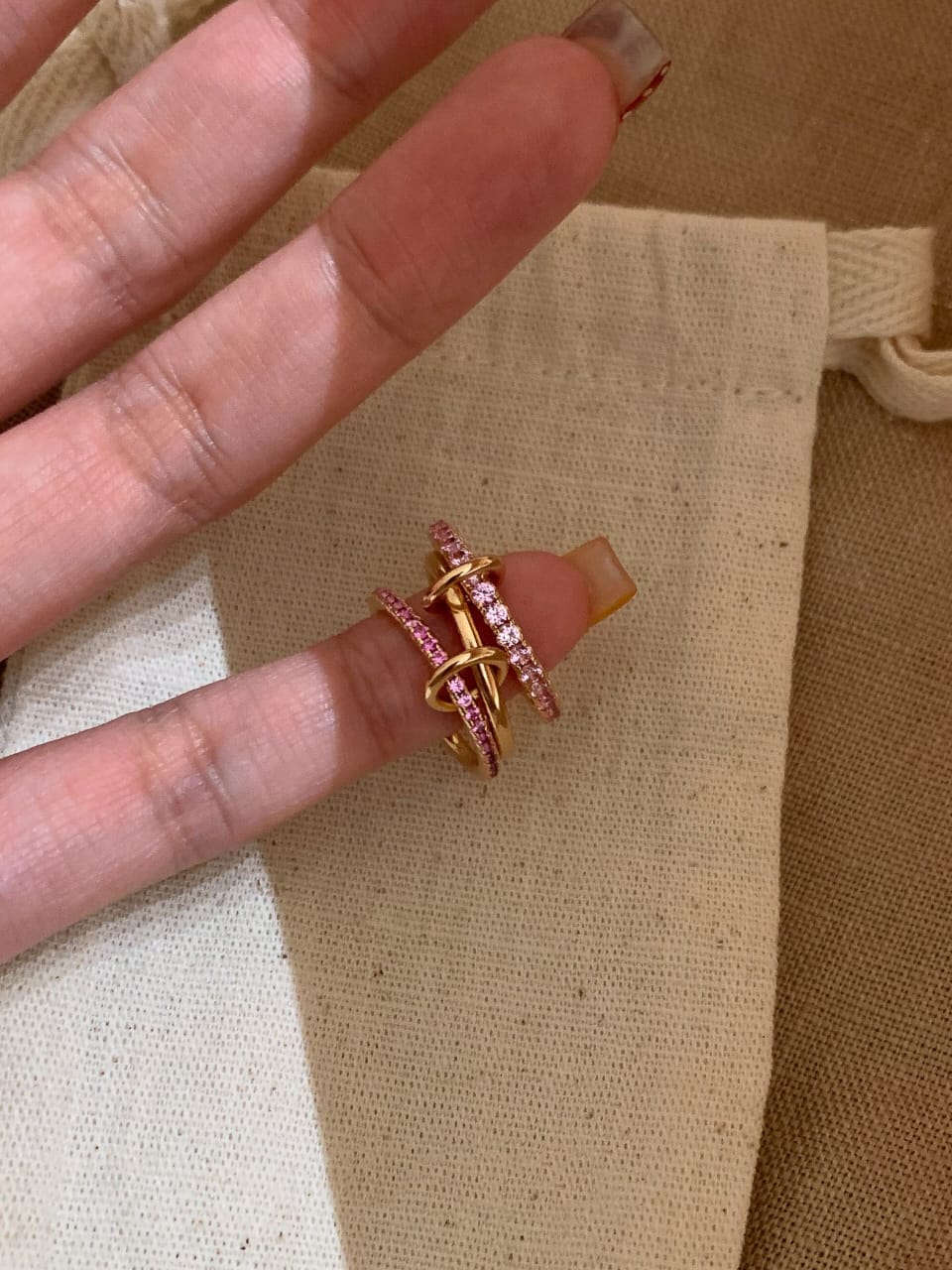 Ombré Pink Pavé Interlocking Ring