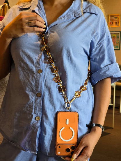Flora Acetate & Golden Link Phone Chain