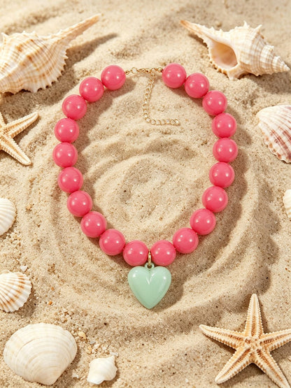 Bold Pink Chunky Statement Necklace