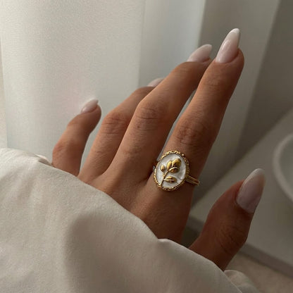 Aura Rose Enamel Statement Ring