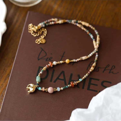 Savannah Elephant Beaded Necklace