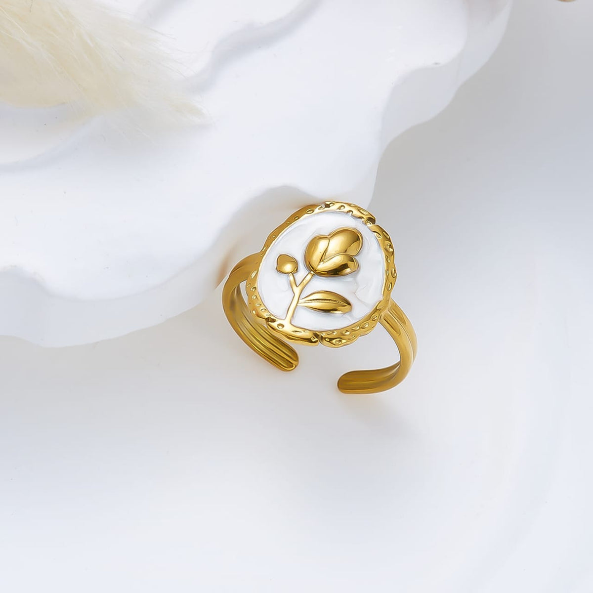 Aura Rose Enamel Statement Ring