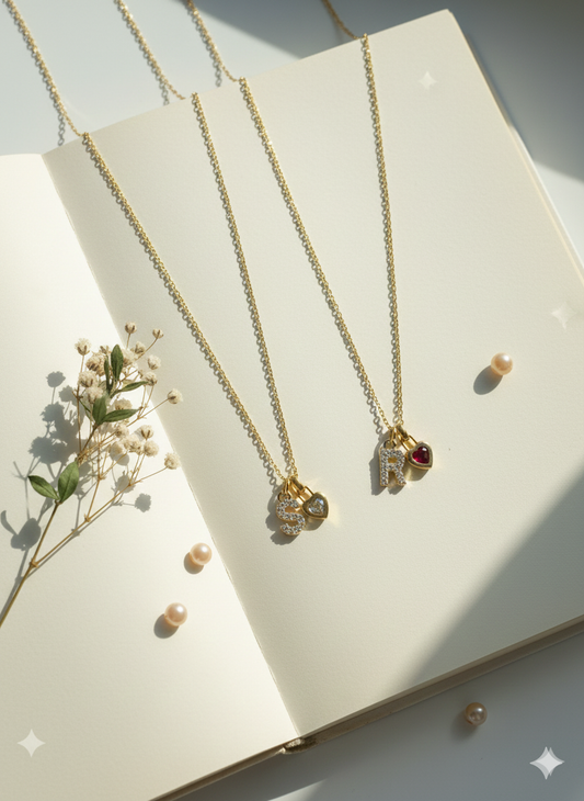 Stones Initials with Birthstone