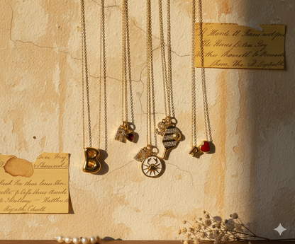 Stone Initials with Charm