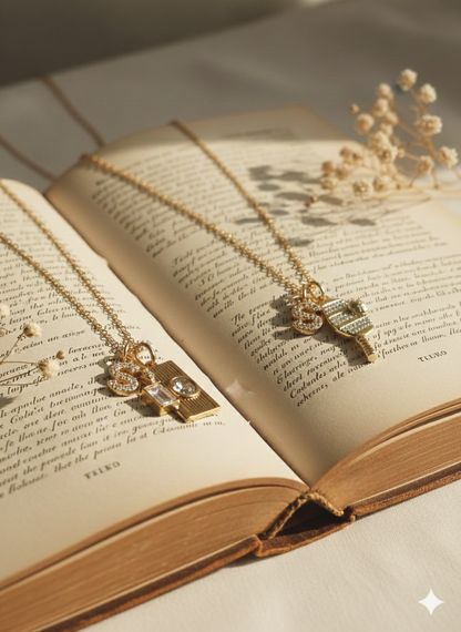 Stone Initials with Charm