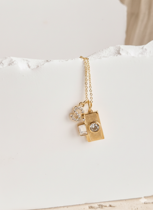 Stone Initials with Charm