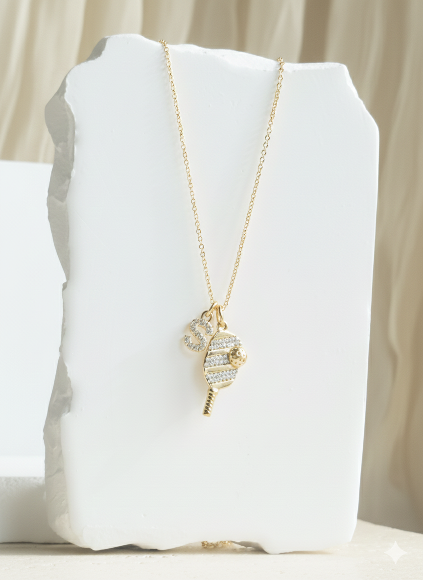 Stone Initials with Charm