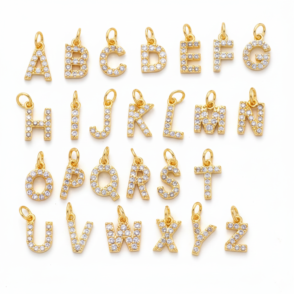 Stone Initials with Charm